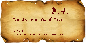 Mansberger Auróra névjegykártya